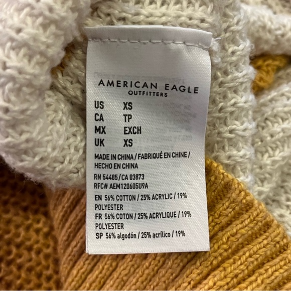 American Eagle Striped Long Sleeve Sweater | Yellow & White | Women's XS - Picture 10 of 10
